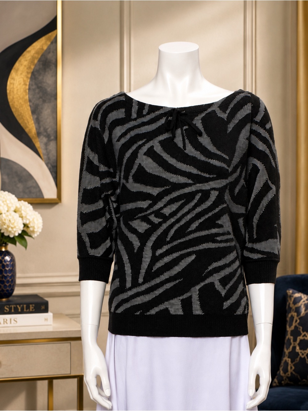 St. John Sport Wool Animal Print Sweater - Size Small